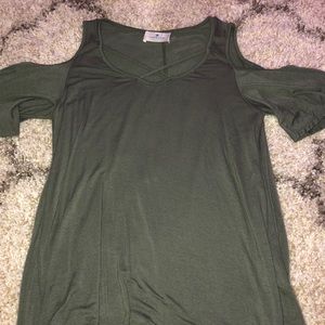 Off the shoulder army green top